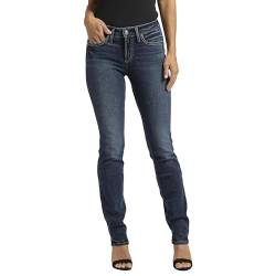 Silver Jeans Damen Suki Mid Rise Curvy Fit Straight Leg Jeans, Dunkle Waschung Edb359, 31W x 29L von Silver Jeans Co.