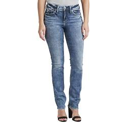 Silver Jeans Damen Suki mittlerem Bund und geradem Bein Jeans, Med Wash Ecf204, 28W x 31L von Silver Jeans