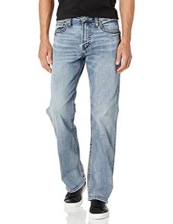 Silver Jeans Herren Gordie Relaxed Fit Straight Leg Legacy Jeans, Mid Indigo Wash, 33 W/30 L von Silver Jeans