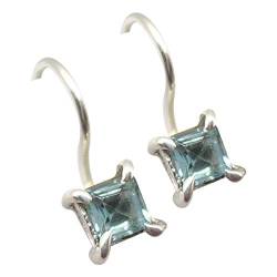 SilverStarJewel Blautopas Baumeln Ohrringe 1,5 cm 925 Sterling Silber Damenschmuck von SilverStarJewel