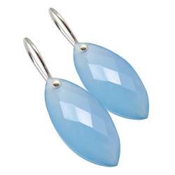 SilverStarJewel Facettiertes Aqua Chalcedon tcw 18,6 Ohrringe 3,3 cm 925 Sterling Silber Bijoux von SilverStarJewel