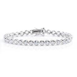 Silbern Frauen .925 Sterling Silber 5mm runde Zirkonia Tennis 19cm Armband von Silverly