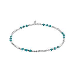 Silverly Frauen .925 Sterling Silber 2 mm Dünnes Blau Kugel Perlen Perle Elastisches Stretch-Armband von Silverly