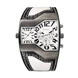 Lancardo Uhr, Simplex personalisiertes digitales Zifferblatt mit Gravur und DREI Augen und Zwei Zeiten Zifferblatt unregelmäßiger Gürtel Sportuhr Space Watch von Silverora