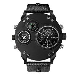 Lancardo Uhr, einfache und stilvolle Gürteluhr mit Zwei Zeitzonenfunktionen Schwarzes Gehäuse mit schwarzem Armband und weißen Zeigern von Silverora