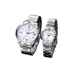 Silverora Armbanduhr für Damen und Herren, Quarz, analog, Chronograph wasserdicht, Edelstahl, Business-Uhr, lässig, Armbanduhr für Paare, Weiß-Paar von Silverora