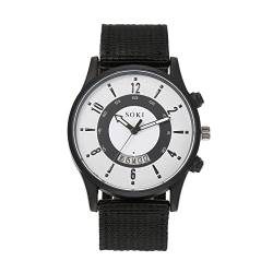 Silverora Herrenuhr Uhr Militär Nylon: Einfach Schwarz Weiß Großes Zifferblatt Analoge Quarzuhr Datum Kalender Outdoor Sportuhr mit Nylonarmband Geschenke für Männer Jugend von Silverora