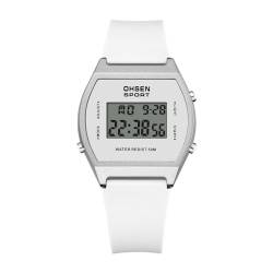 Silverora Herrenuhren Sportuhr Silikon Digitaluhr: 3ATM Wasserdicht Rechteckige Analog Armbanduhr Multifunktion Datum Wecker Leuchtende Uhr Geschenke für Männer Frauen Jungen Mädchen Weiß von Silverora