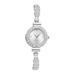 Silverora Uhren Damen Volldiamant Damenuhr: Analoger Quarz Armbanduhr Verstellbar Strass Armkette Armband Uhr Geschenke für Frauen Weiß von Silverora