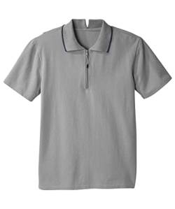Herren Open Back Adaptive Polo Shirt mit Reißverschluss, grau meliert, Groß von Silvert's Adaptive Clothing & Footwear
