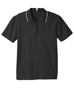 Herren Open Back Adaptive Polo Shirt mit Reißverschluss, schwarz, X-Groß von Silvert's Adaptive Clothing & Footwear