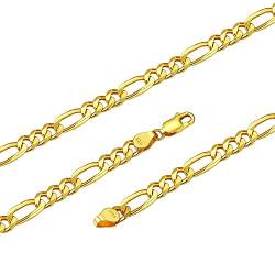 S925 Silber Figaro Halskette Damen Halskette Anti-Allergie in 18k vergoldet 5mm Breit 61cm länge von Silvora