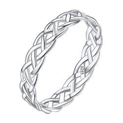 Silvora 925 Silber Keltischer Knoten Ring für Damen Herren Einfacher 4mm breit Keltische Unendlichkeits-Knoten Verlobungsringe Ehering Ringgröße 49（15.7） von Silvora