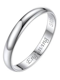 Silvora 925 Silber Schlichter Glänzender Fingerring mit Wunsch Gravur 3mm breit Stapelbarer Damen Herren Ehering Hochzeitsring Verlobungsring in Silber Ringgröße 62(20) von Silvora