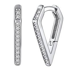 Silvora Basic Creolen S925 Silber Ohrringe Creolen Damen Scharfe V-Form Zirkonia Ohrringe Klassische Kleine Huggie Hoop Innendurchmesser 6mm Ohrringe Creolen in Silber für Frauen Mädchen von Silvora