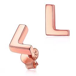 Silvora Buchstaben Ohrstecker für Damen Ohrringe 925 Silber Alphabet L Rosegold Name Initiale Ohrringe Damen Ohrringe für Damen Frauen Mädchen von Silvora