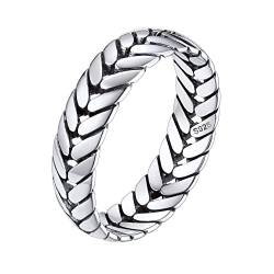 Silvora Damen Ring S925 Silber Weizen Design Fingerring 5mm breit Dünner Weizen Ehering Verlobungsring Trauring Memoire Ring in Silber Ringgröße 62（19.8） für Damen Frauen Herren Männer von Silvora