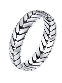 Silvora Damen Ring S925 Silber Weizen Design Fingerring 5mm breit Dünner Weizen Ehering Verlobungsring Trauring Memoire Ring in Silber Ringgröße 64（20.5） für Damen Frauen Herren Männer von Silvora