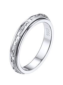 Silvora Irischer Damen Fidget Fingerring 925 Silber Keltischer Knoten Spinner Ring 3.5mm breit Roller Ring zum Stressabbauen Ringgröße 52（16.5） für Verlobungsring Ehering Trauring von Silvora