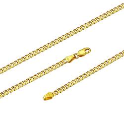 Silvora Klassische Kubanische Halskette Cuban Link Chain S925 in 18k vergoldet Breit 3mm Länge 61cm für Hippop Männer von Silvora