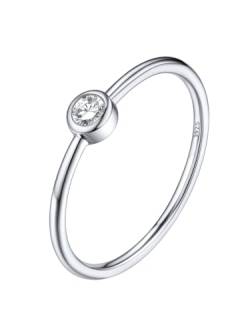 Silvora Milimalistischer Schmaler Ring mit Weißem runden Zirkon Sterling Silber 925 Round-Cut Cubic Zirkonia Ring Vorsteckring Ringgröße 57（18.1） in Silber Ehering Verlobungsringe von Silvora
