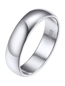 Silvora Minimalistischer Silberring 925 Silber Glänzende Damen Ringe 5mm breit Schlichter Stapelbarer Fingerring für Ehering Hochzeitsring Ewigkeitsring Ringgröße 67.2(21.25) von Silvora