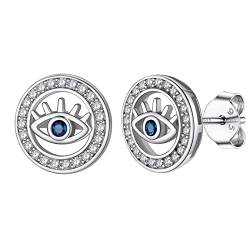 Silvora Ohrstecker S925 Silber Böse Auge Ohrringe Unisex Zirkonia Teufel Auge Ohrringe Gotik Rund Evil Eye Ohrstecker Modeschmuck Geschenke für Weihnachten Muttertag Geburtstag von Silvora