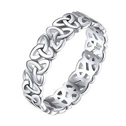 Silvora Stapelbarer Damen Keltischer Knoten Fingerring 925 Silber Irischer Triquetra Ring 5mm breit Keltischer Unendlichkeit Endlose Liebe Verlobungsring Ringgröße 62（19.8） von Silvora