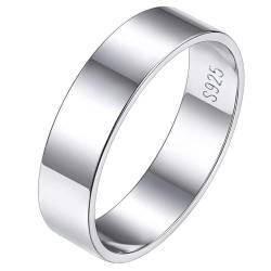 Silvora Vintage Damen Ring S925 Silber Schlichter Glänzender Fingerring in 5mm breit Stapelbarer Schmaler Dünner Ring in Silber Ringgröße 54（17.3） Simpel Verlobungsring von Silvora