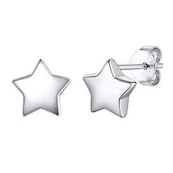 Stern Basic 925 Sterling Silber Ohrstecker Kleine Ohrring für Damen Mädchen Herren von Silvora