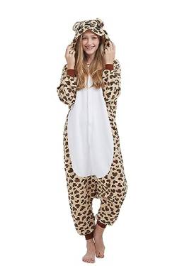 SimZoo Erwachsener Tier-Einteiler-Pyjama, Leoparden-Kostüm-Nachtwäsche für Männer und Frauen, Unisex-Einteiler-Heimkleidung Small von SimZoo