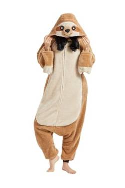 SimZoo Tier-Einteiler-Pyjama für Erwachsene, Herren- und Damen-Arktisches Samt Faultier-Tier-Cosplay-Kostüm-Nachtwäsche, Einteilige Unisex-Hauskleidung,X-Large von SimZoo