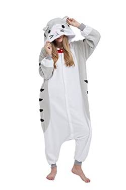 SimZoo Tier-Einteiler-Pyjama für Erwachsene, KatzenkostüM-NachtwäSche für Herren und Damen, Einteilige Unisex-Hauskleidung von SimZoo