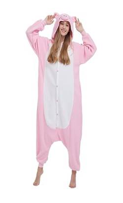 SimZoo Tier-Einteiler-Pyjama für Erwachsene, Pyjama für Männer und Frauen, Schwein-Cosplay-Kostüm, Unisex, Einteilige Heimkleidung Small von SimZoo