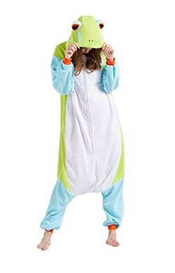 SimZoo Tier-Einteiler-Pyjama für Erwachsene, Schlafanzug für Damen und Herren, Frosch-Tier-Cosplay-Kostüm, Unisex, Einteilige Heimkleidung Small von SimZoo