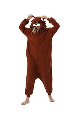SimZoo Tier Onesies Kostüm Cosplay Pyjama Unisex Erwachsene Fasching Halloween Braunbär M(156-167CM) von SimZoo