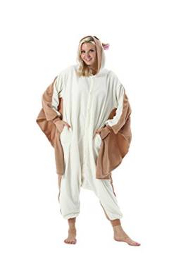 SimZoo Tier Onesies Kostüm Cosplay Pyjama Unisex Erwachsene Fasching Halloween Fliegende Maus XL(178-187CM) von SimZoo