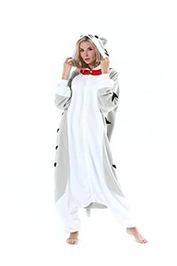 SimZoo Tier Onesies Kostüm Cosplay Pyjama Unisex Erwachsene Fasching Halloween Käsekatze M(156-167CM) von SimZoo