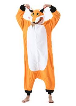 SimZoo Tier Onesies Kostüm Cosplay Pyjama Unisex Erwachsene Fasching Halloween Neuer Fuchs S(140-155CM) von SimZoo