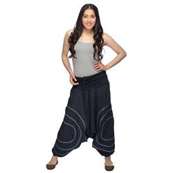 Haremshose Pumphose Aladinhose Pluderhose Yoga Goa Sarouel Baggy Aladin Freizeithose Cercles Damen (Grau, L/XL) von Simandra