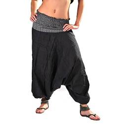 Haremshose Pumphose Aladinhose Pluderhose Yoga Goa Sarouel Baggy Aladin Freizeithose Ranya (Schwarz, L/XL) von Simandra