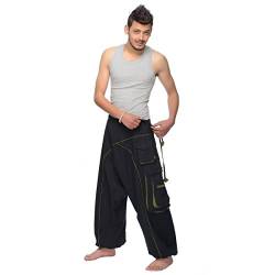 Haremshose Pumphose Aladinhose Pluderhose Yoga Goa Sarouel Baggy Aladin Freizeithose Shanti Herren (Schwarz, S/M) von Simandra