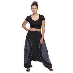 Haremshose Pumphose Aladinhose Pluderhose Yoga Goa Sarouel Baggy Aladin Freizeithose Soni Damen (Grau, L/XL) von Simandra