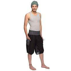 Haremshose Shorts Bermuda Jogginghose Sweathose Freizeithose Trainingshose gesmokt Varkala Herren (Schwarz, Einheitsgröße) von Simandra