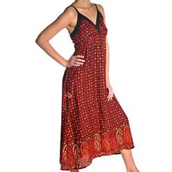 Kleid Trägerkleid Maxikleid Abendkleid Sommerkleid Strandkleid Kleider Ärmellos Ethno Goa Amanita (Braun, L/XL) von Simandra