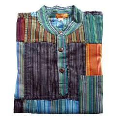 Patchwork Hemd Pullover Shirt Fischerhemd Freizeithemd Freizeitshirt Hippie Goa PSY Sweater Bash (XXL) von Simandra