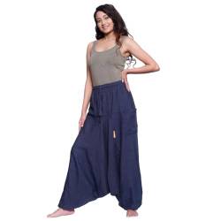 Simandra Damen Haremshose Bequeme Baggy Aladinhose für Sommer und Yoga Blau Einheitsgröße von Simandra