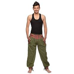 Simandra Haremshose Freizeithose Fischerhose Fitness Hippie Goa Schlupfhose PSY Ethno Sport Thamel Herren (Grün, S/M) von Simandra