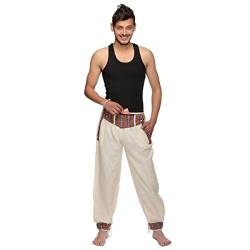 Simandra Haremshose Freizeithose Fischerhose Fitness Hippie Goa Schlupfhose PSY Ethno Sport Thamel Herren (Weiß, L/XL) von Simandra