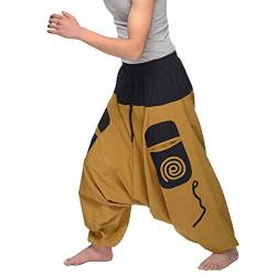 Simandra Haremshose I Braun (S-M) I Fair gehandelte Unisex Aladinhose mit Stickereien I Bequeme und vielseitig einsetzbare Pumphose I Baggy Hose I Handgemacht in Nepal von Simandra